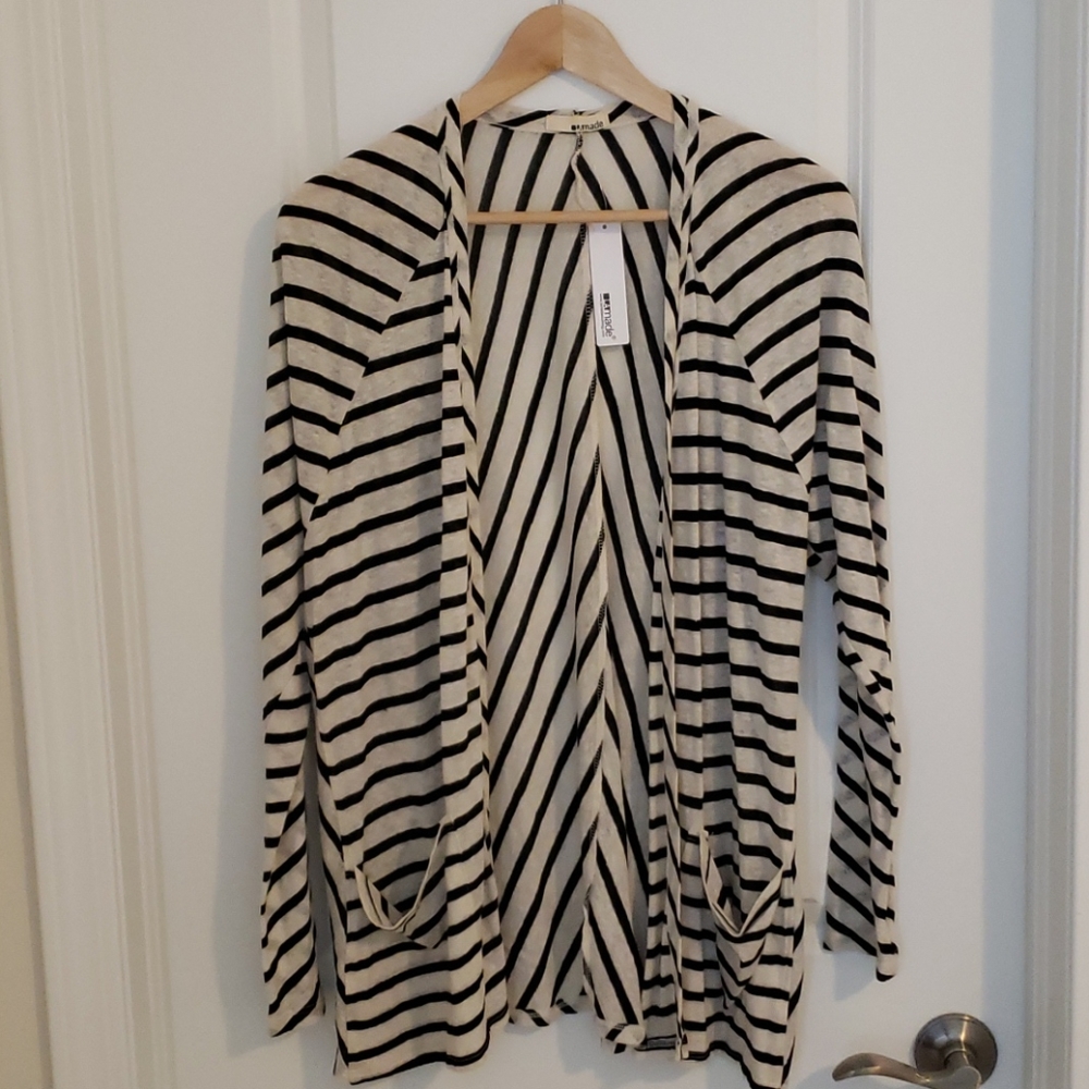 LA Made Cream and Black Light Draped Sweater